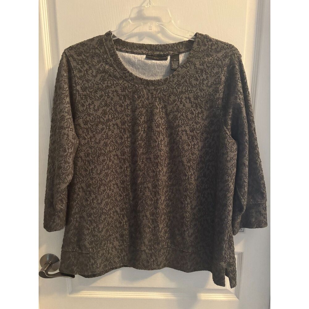 Preswick & Moore Olive Green Top Stretch 3/4 Sleeves Size 1X